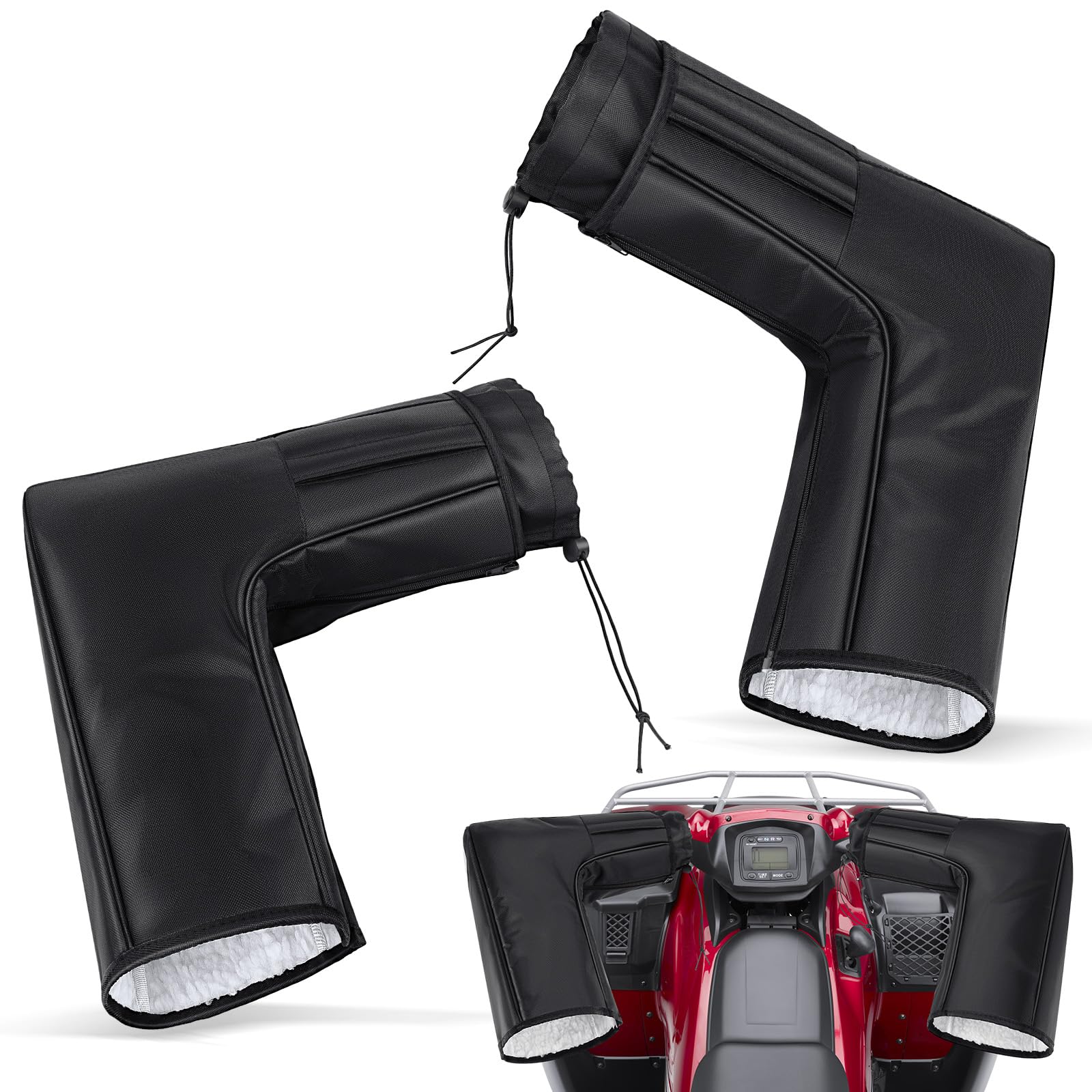 Benlari ATV Motorcycle Handlebar Gloves, 1680D Thicker and Warmer Windproof ATV Handlebar Muffs Mittens, Universal Black Handlebar Mitts Fit for ATV Motorcycle Snowmobile Sportsman FourTrax Grizzly