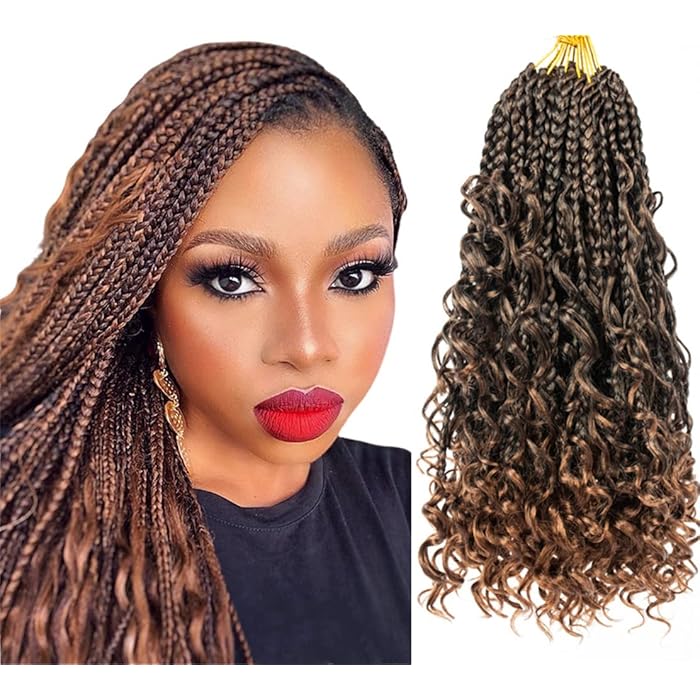 Buy Ceajae Crochet Box Braids with Curly Ends Goddess Box Braids