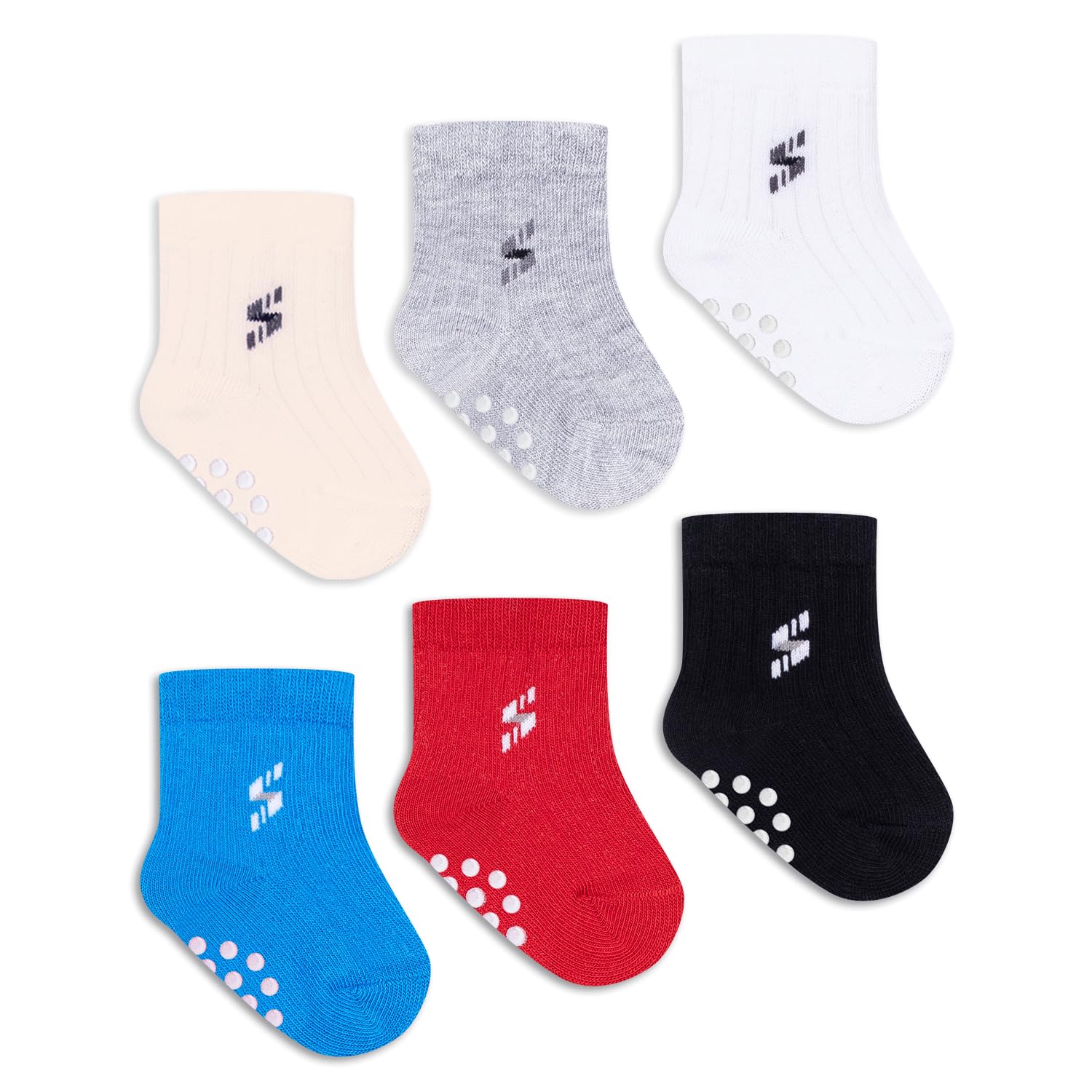 supersox Ankle Length Soft, Cute & Cozy Socks for Babies, Made with Breathable, Anti Odour & Moisture Absorbent Cotton with Silicone Grip (Pack Of 6)-picture-34