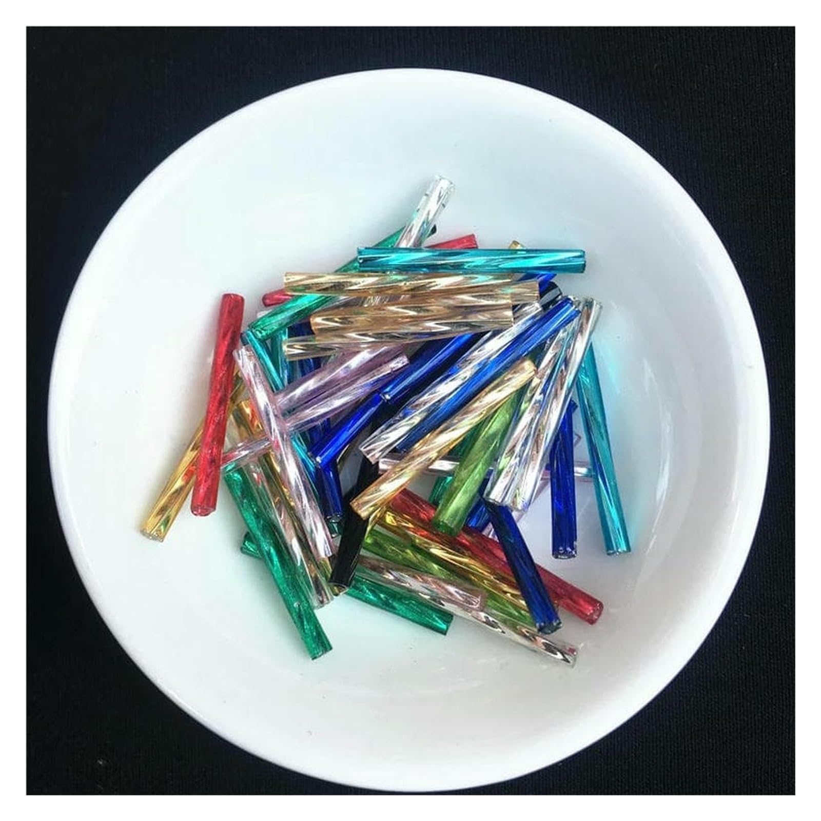 Cuentas de cristal transparente, Espaciador de cuentas de tubo de vidrio giratorio, 2,5mm x 25mm, paquete de 36, fabricación de joyas DIY multicolor(Gold)