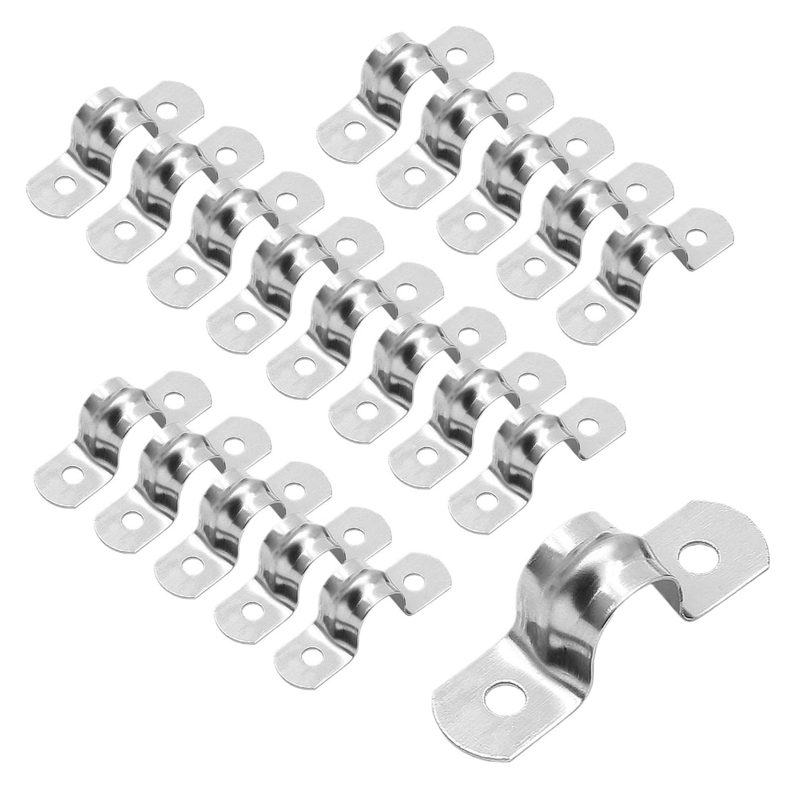 Saddle Strap clamp 24Pcs 5-100mm 304 Stainless Steel U-Shaped Pipe Clamps Saddle Clamps Riding Clip Tube Buckle Wire Clips Fixer Plumbing Brackets(24pcs M10)