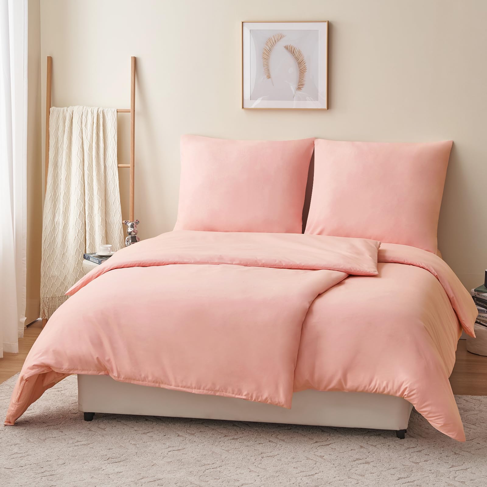 RUIKASI Bettwäsche 135x200 4teilig Rosa - Pink Mikrofaser Bettwäsche-Sets Oeko-TEX, 2 Bettbezüge 135x200cm + 2 Kissenbezüge 80x80cm mit Reißverschluss, Weich und Bügelfrei