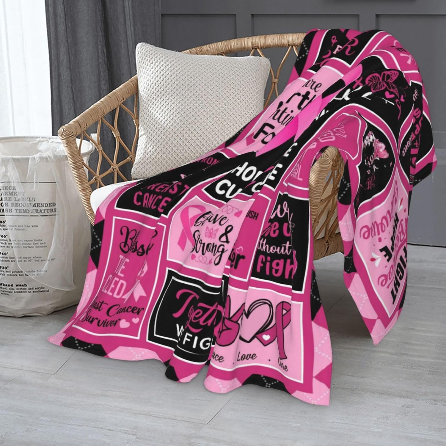 Breast Cancer Gifts for Woman Girl,Breast Cancer Survivor Gifts Ideas for Woman After Surgery, Breast' Cancer' Blanket 60" X 50", Breast' Cancer' Awareness Decorations - Image 8