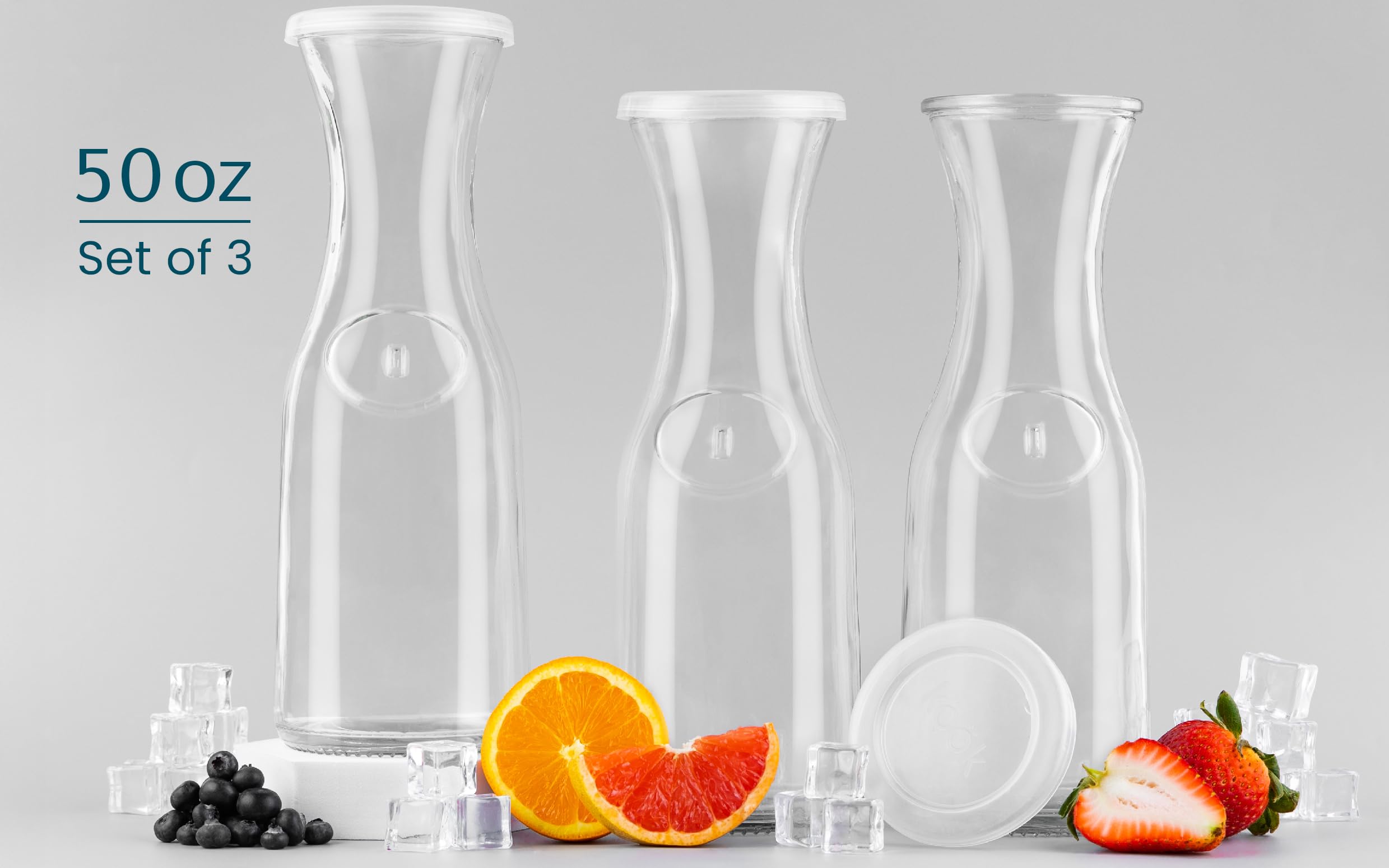 Caraffa In Vetro Kook Da 1L – Con Coperchio, Per Acqua, Vino, Succhi, Mimosa – Lavabile In Lavastoviglie - 2