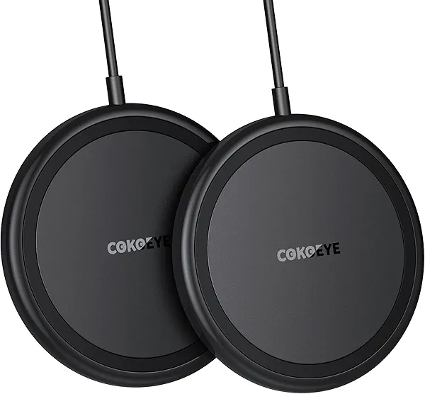 COKOEYE Wireless Charger, 15W Max Fast Wireless Charging Pad 2-Pack Compatible with iPhone16/16Plus/16Pro /16ProMax/iPhone15/15Pro/15Plus/14/13/12/Samsung S24 /S24Ultra/S23Ultra/S22/S21,AirPods Pro 2