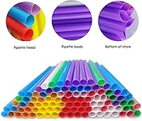 Vista 4 de 100 Pcs Smoothie Boba Individually Wrapped Straws, Jumbo Large Plastic Disposable Bubble Tea Milkshake Colorful Drinking Straws(0.43" Wide X 8.2