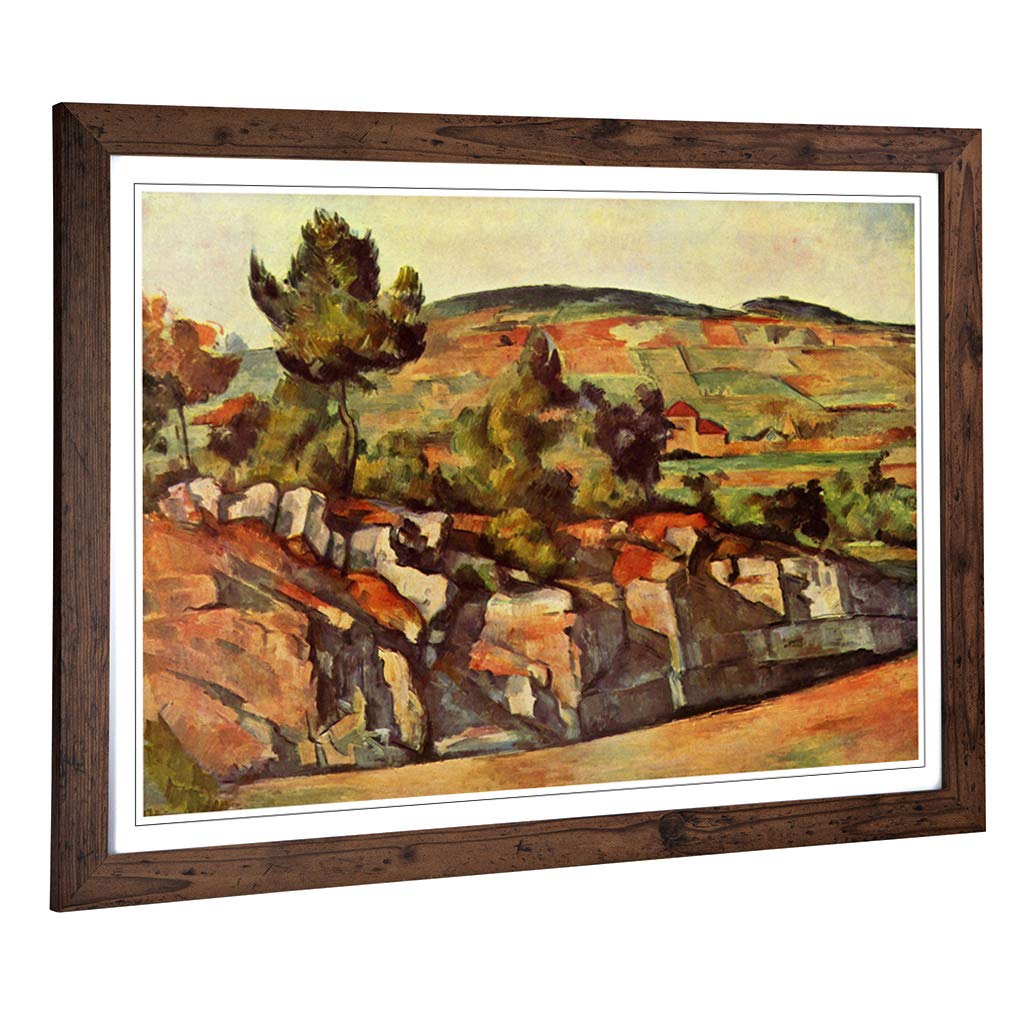 Big Box Art Framed Print of Paul Cezanne Mountains in Provence Design | Wall Art Picture | Home Decor for Kitchen, Living Room, Bedroom, Hallway, Walnut, A2 / 24.5x18 Inch / 62x45cm