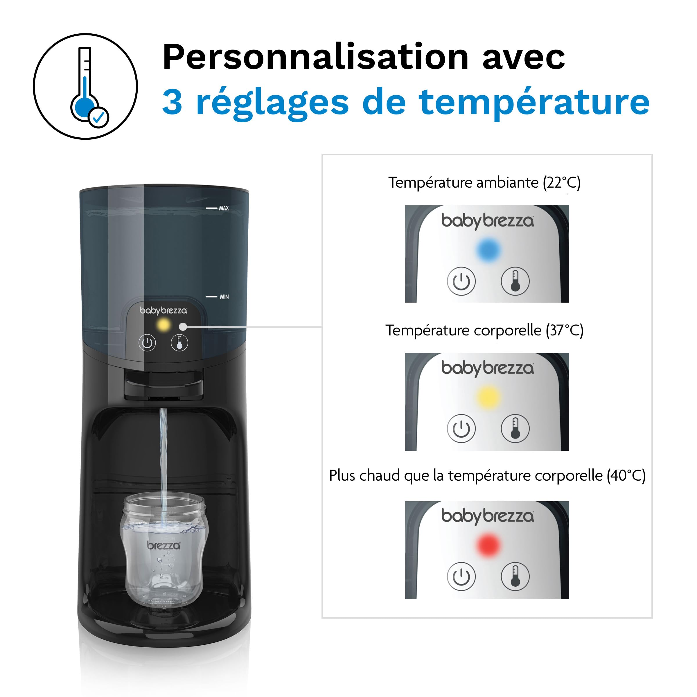 Baby Brezza Instant Warmer Chauffe-biberon/distributeur d'eau chaude Noir | Distributeur d'eau chaude disponible 24h/24 et 7j/7 pour un biberon prêt rapidement, alternative à une bouilloire électrique