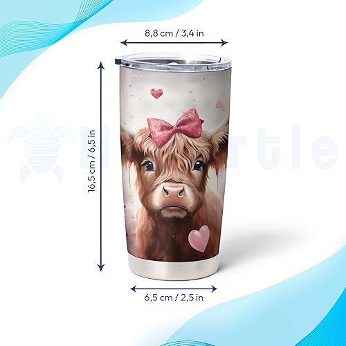 Miniatura 4 de Hyturtle Regalos personalizados para amantes de las vacas de las tierras altas, vaso de acero inoxidable con nombre personalizado, 20 onzas, lindos