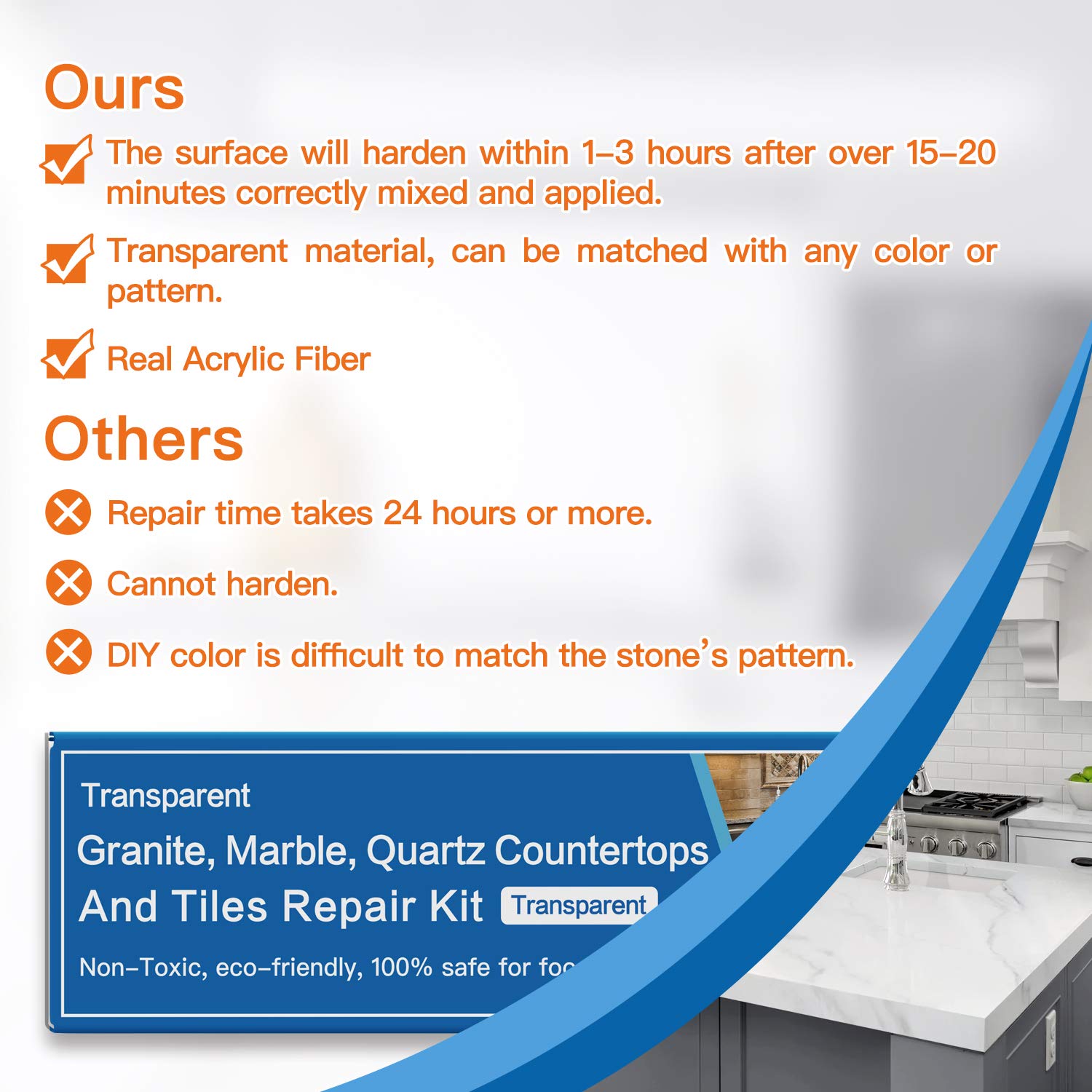 Granite, Marble, Quartz Countertops and Tiles Repair Kit Fix Chips