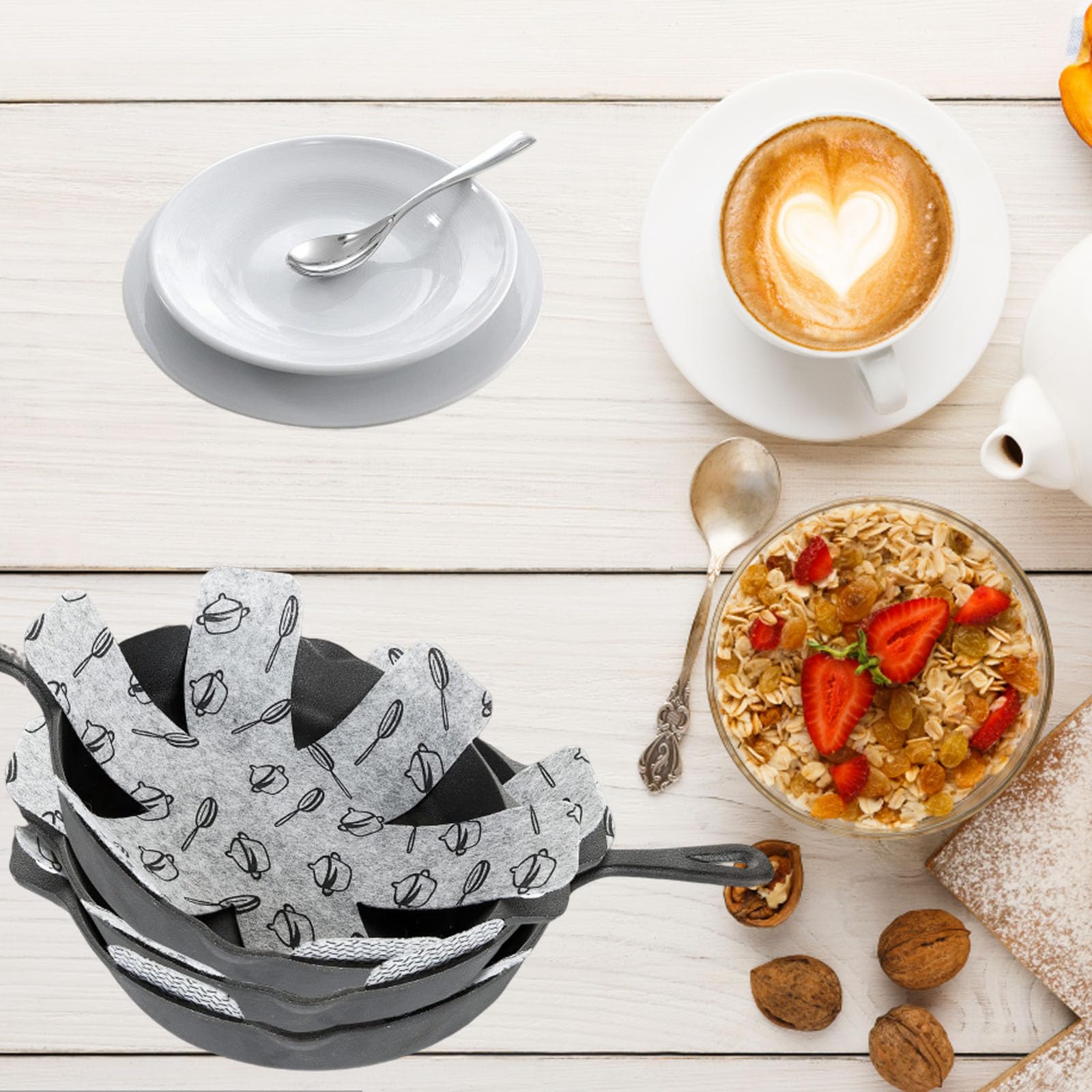 Pot And Pan Protectors Set – 9 Pieces Felt Dividers For Stacking Cookware, Adjustable Mats To Prevent Scratches 3 thumbnail image