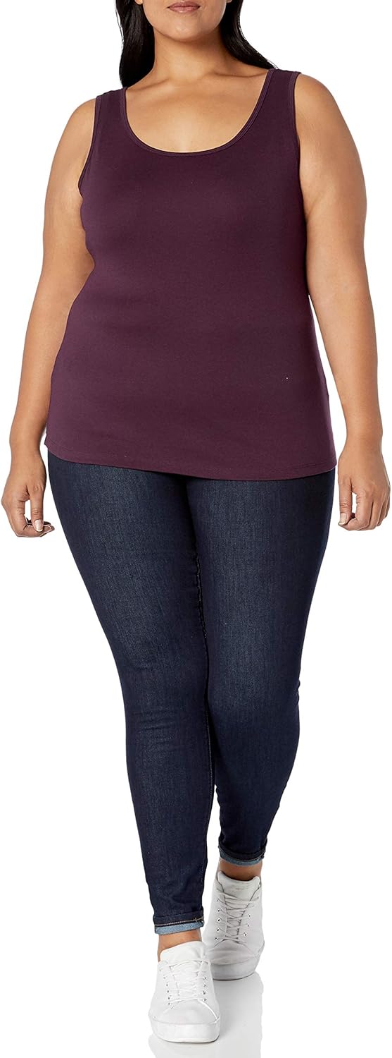 Amazon Essentials Women's Tank Top (Available in Plus Size), Multipacks 1 Burgundy 1X