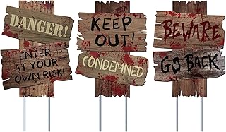 GABOSS Halloween Decorations Beware Signs Yard Stakes Outdoor Creepy Assorted Warning Sign, Scary Zombie Theme Party Decor...
