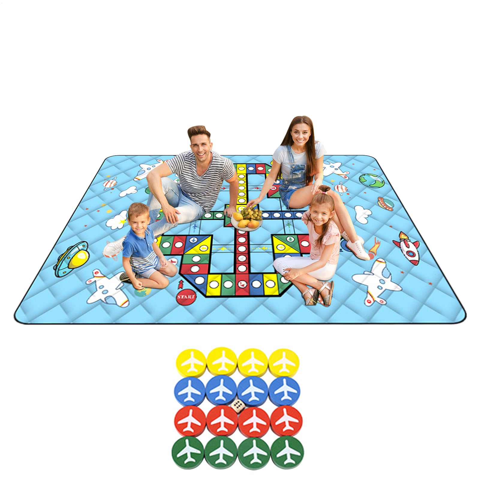 Generico Tappetini Da Gioco Per Bambini All Aperto Per Giardino - Coperta Da Picnic Esterna Con Pezzi Degli Scacchi - Pieghevole Portatile Leggero per Bambini Campeggio Spiaggia Feste Picnic