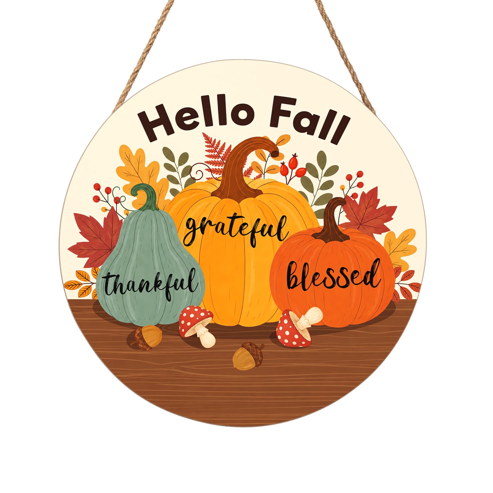 Thanksgiving Decor Front Door Sign 12"x12" Fall Wreaths For Front Door