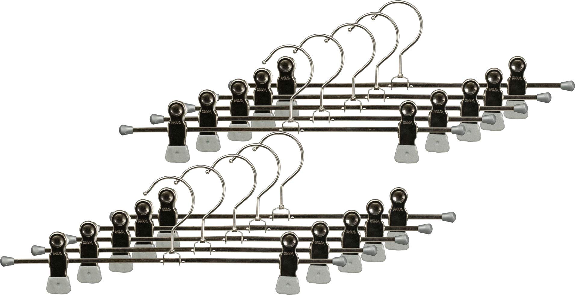 Lot De 10 Cintres à Pinces MAWA - Gain De Place Maximal Pour Pantalons Et Jupes - Revêtement Antidérapant - Crochet Rotatif 360°