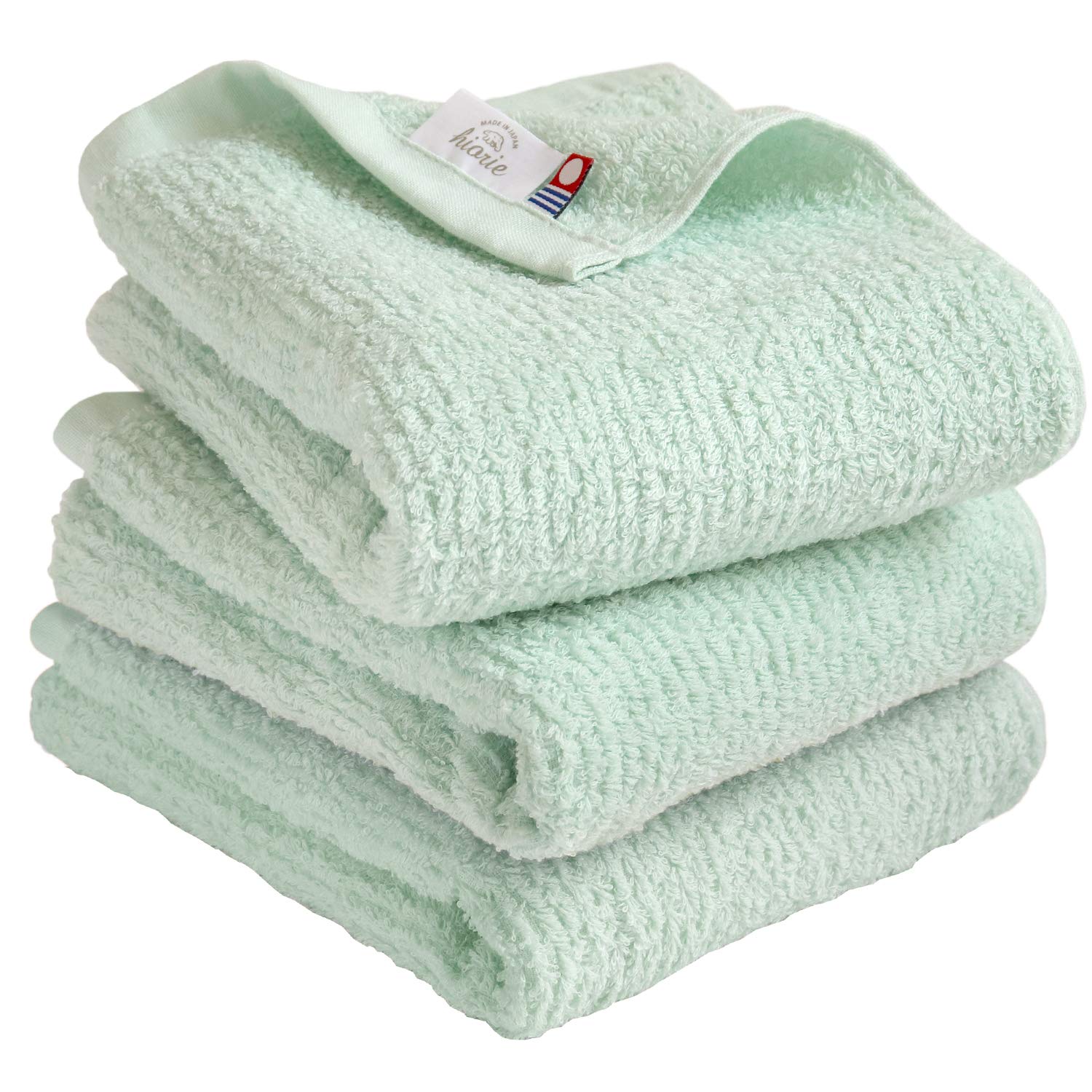 HIORIE Imabari Towel, 3 Piece Hand Towel Set, Japanese Towels, Quick-Dry Towel, Soft and Highly Absorbent, Air&Thin, Mist Blue