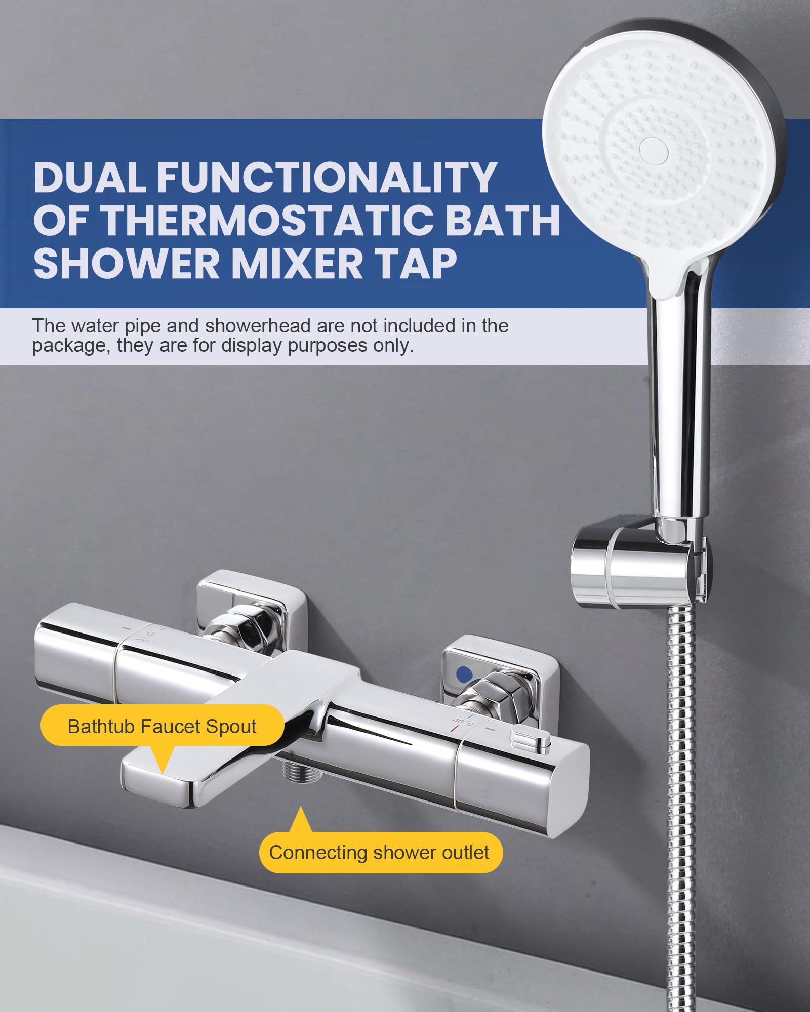 mitigeur baignoire thermostatique mitigeur baignoire | Mitigeur bain douche thermostatique laiton 2 en 1, protection anti-brûlure, raccord G1/2