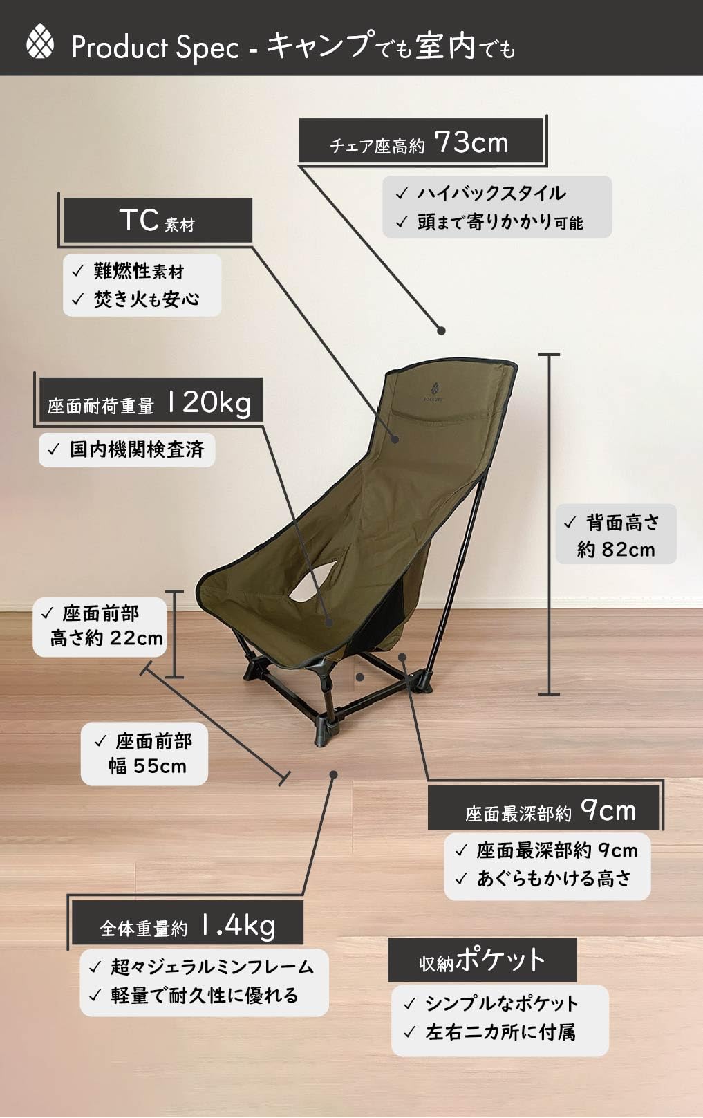 Amazon.co.jp: BOKKURY （ボックリー) アウトドアチェア ローチェア