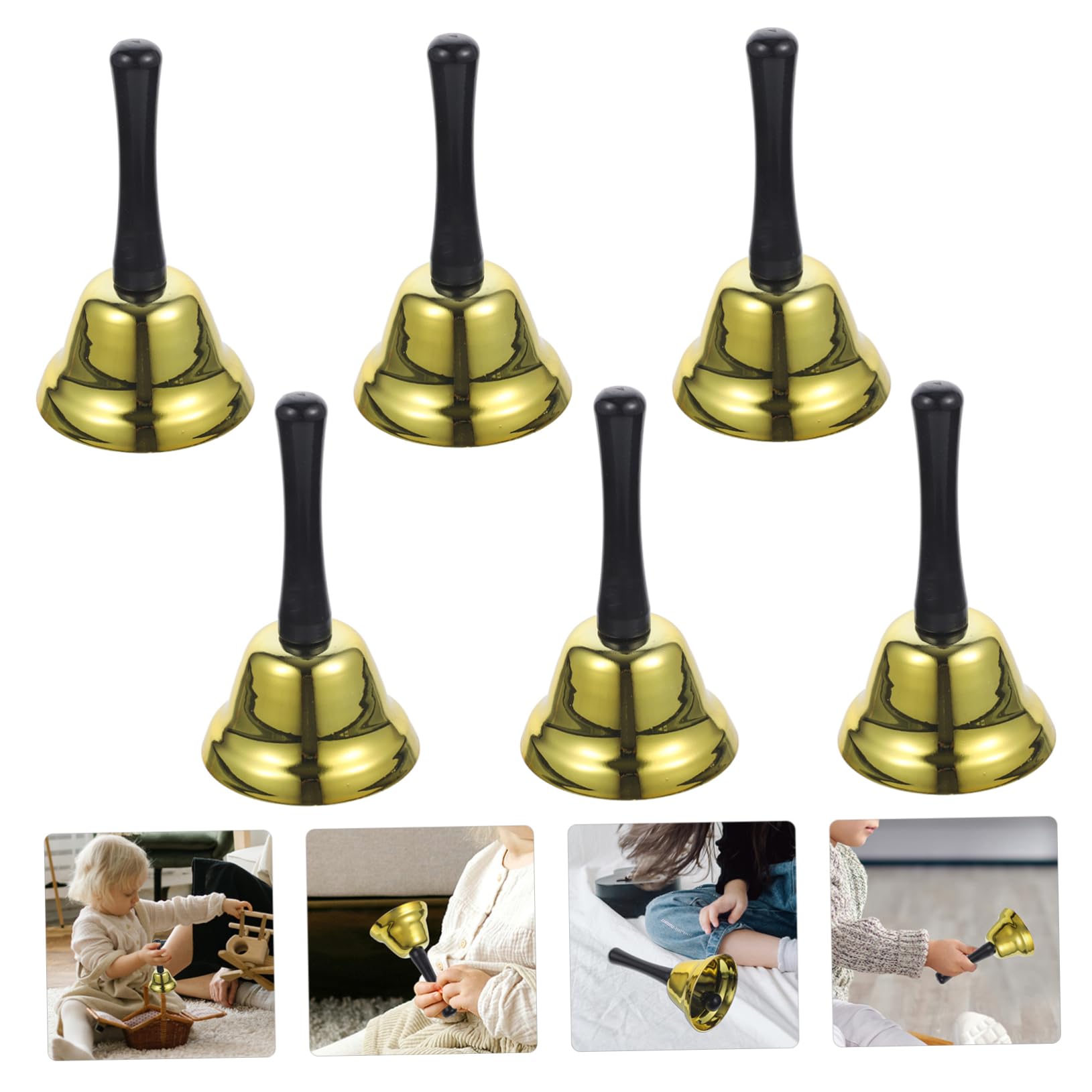 VILLCASE 6 Piezas Campana de Mano Navideña de Metal para Restaurante Decoración de Mesa de Comedor para Campanas Navideñas y Fiestas