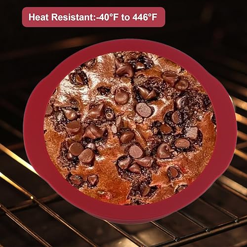 Miniatura 4 de Juego de 3 moldes redondos de silicona color rojo vino para hornear, moldes de silicona flexible antiadherente para pasteles de capas, pastel de