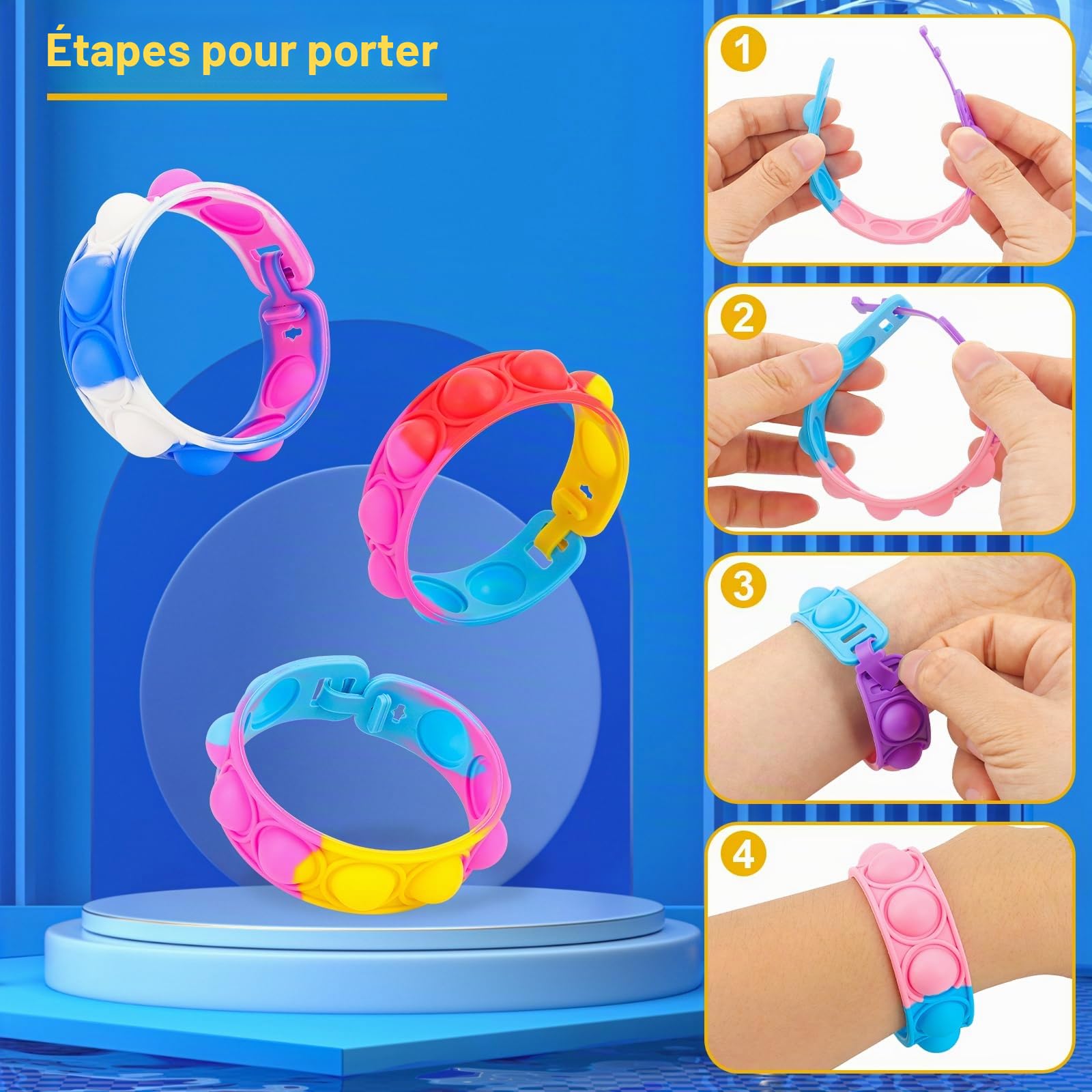 Bracelet Enfants Réglable en Silicone Doux, 30 Pièces, 15 Couleurs, Cadeau Anniversaire