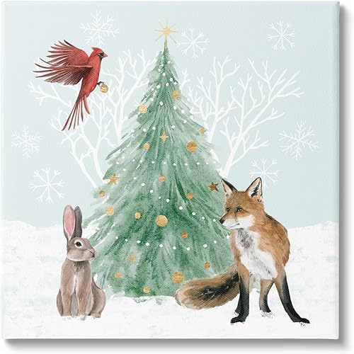 Stupell Industries Árbol de Navidad decorado con copos de nieve, diseño de Grace Popp