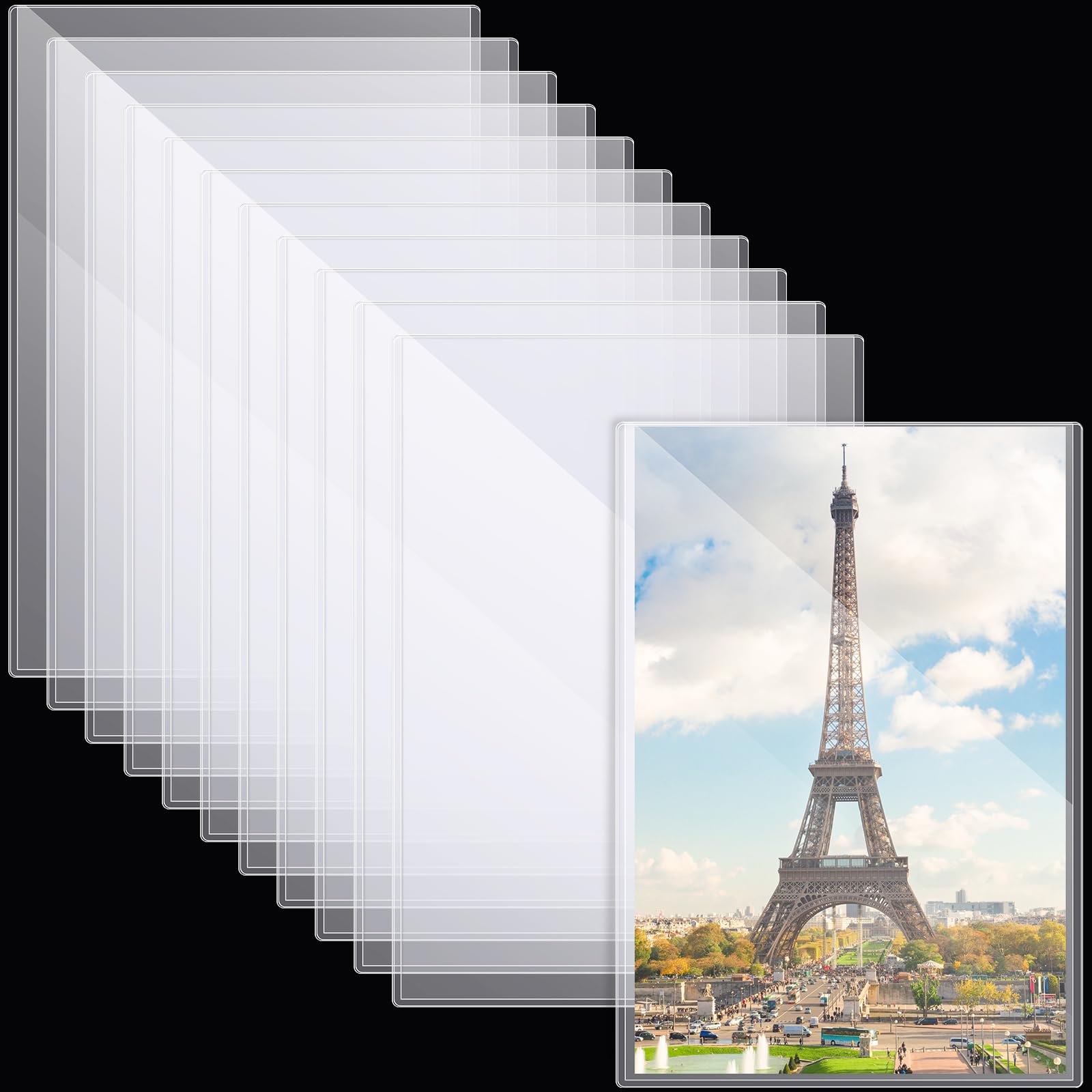 Henoyso 12 Pcs Poster Protector Sleeve 16 x 20 Inch Clear Rigid Print Plastic Protectors Sheet Heavy Duty Crystal Frame Holder for Magazine Photo Paper Poster Prints