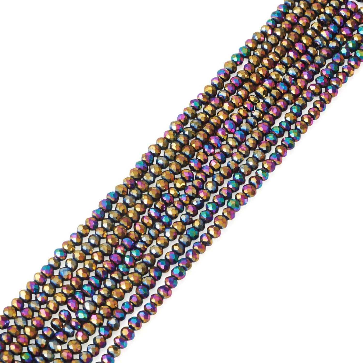 1450Pcs 3x2mm Rondelle Glass Beads for Jewelry Making, Rainbow Faceted Crystal Beads Briolette Electroplate Spacer Bead for Wind Chimes Bracelet Earring Necklace DIY Craft - Image 7