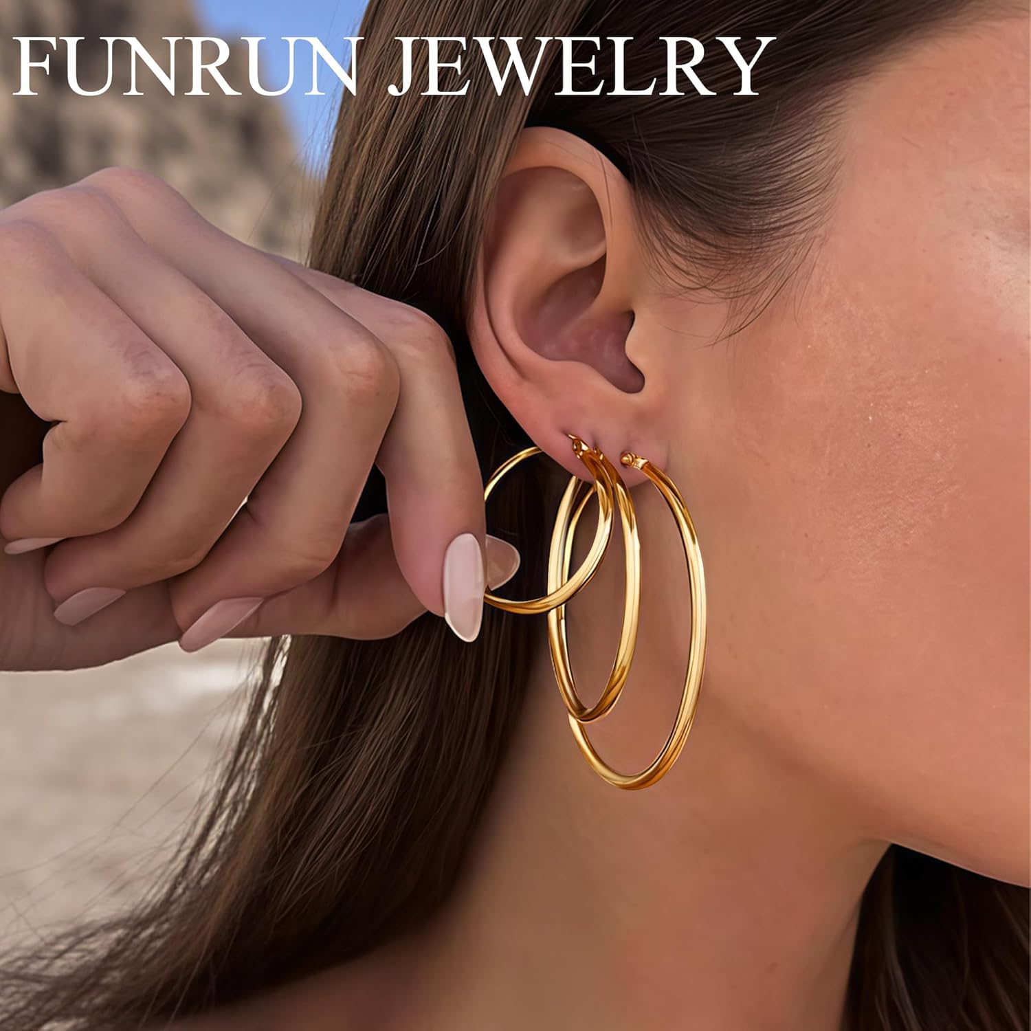 FUNRUN JEWELRY 5 Pairs 925 Sterling Silver Hoop Post Earrings for Women-Small 14K Gold Silver Hoops Earrings,Hypoallergenic Silver Hoop Earring for Women-Medium Big Hoops Stack Earring 10/14/20/30/40mm - Image 3