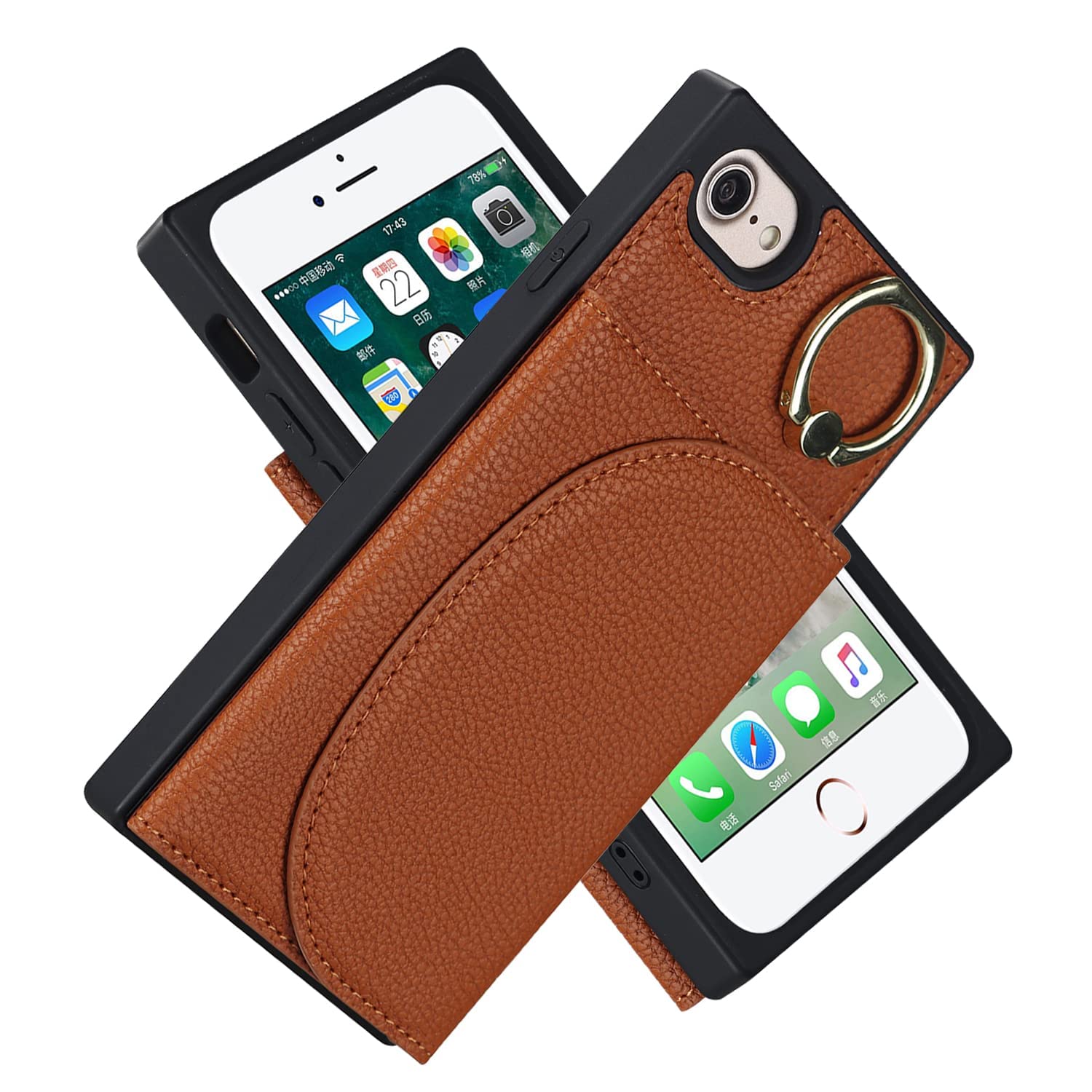 custodia per iPhone 8 Plus, portafoglio con chiusura magnetica e supporto, custodia in pelle flip per iPhone 7 Plus / 8 Plus blu