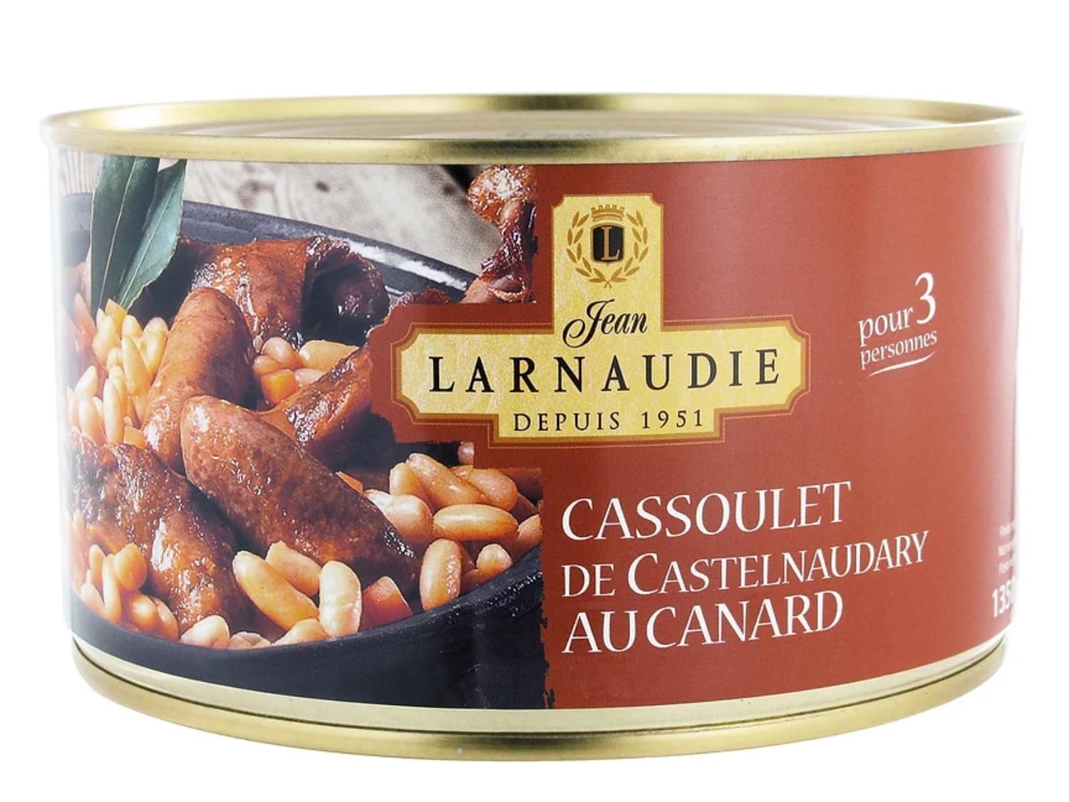 Larnaudie Cassoulet de Castelaudary au Canard 1350g/Boite et Gésiers de Dinde Emincés Cuits Dans la Graisse de Canard 765g/Boite (2, Cassoulet de Castelaudary au canard)