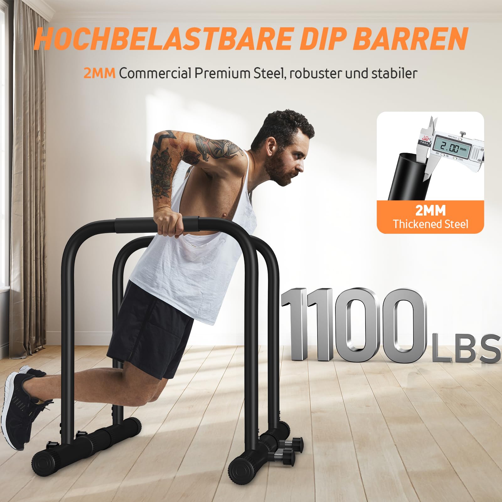 KingMile Barre de sauce de qualité supérieure avec réglages réglables et pieds antidérapants, 500 kg, équipement d'entraînement de callisthénie parallèle, pour l'intérieur et l'extérieur