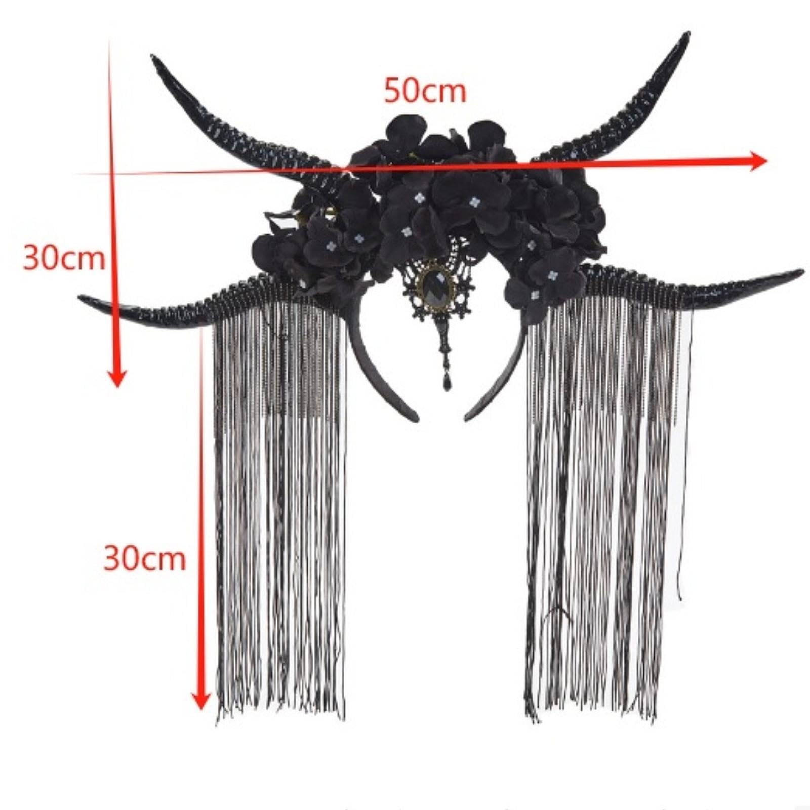 Cerchietto per Capelli con Corno di Antilope per Halloween, Accessorio per Capelli, Cerchio per Capelli, Accessorio Fotografico, Cerchietto con Fiori, Nero
