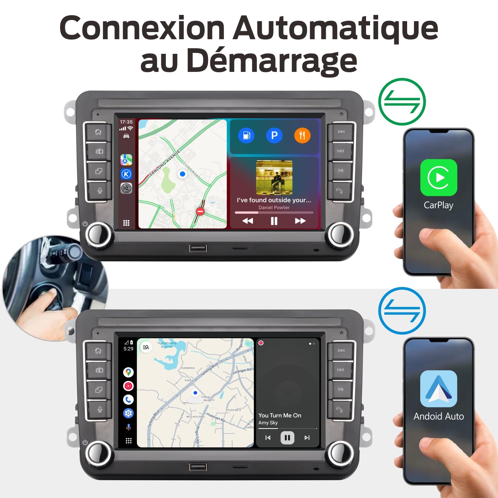 Radio stéréo pour VW Passat Jetta Caddy Tiguan Touran Golf 5 6 GTI T5 EOS Polo avec Wireless Carplay Android Auto TF Card Touchscreen Bluetooth AMFM Radio