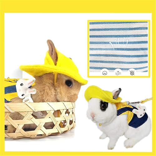 Miniatura 4 de Ropa de conejillo de indias, ropa suave de hurón con arnés de conejo para mascotas y correa, mini bolsa para sombrero, lindo broche para collares de