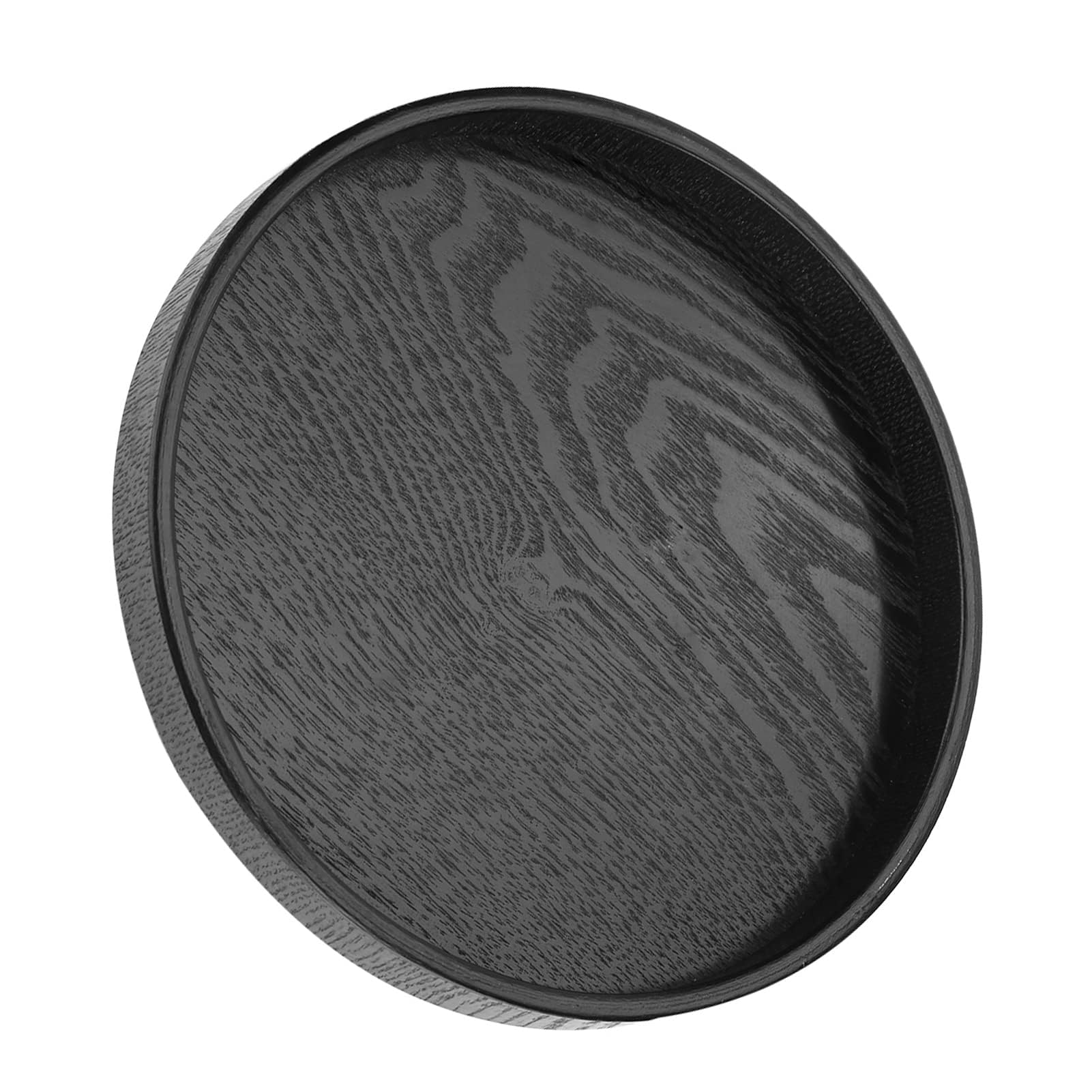 Bandeja redonda de madera para servir, bandeja de té negro, bandeja de servicio para restaurante, 27 cm, esencial para cocina y oficina, plato elegante y de servicio para uso doméstico y cafetería