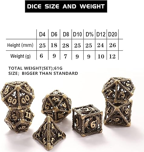 Miniatura 2 de Dice Hollow DD Metal dice Dungeons and Dragon dice 7 Steampunk Polyhedron dice Game Sets Suitable for RPG MTG Trailblazer Board Games DND dice Sets