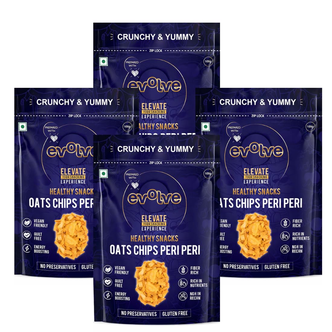 Evolve Oats Chips 55g each Pack of 3 | Light & Crispy Chips, high protein | Natural ingredients, Vegan, Gluten Free, No Palm Oil, No Artificial Preservatives, Trans Fat Free, Low Calorie-image-25