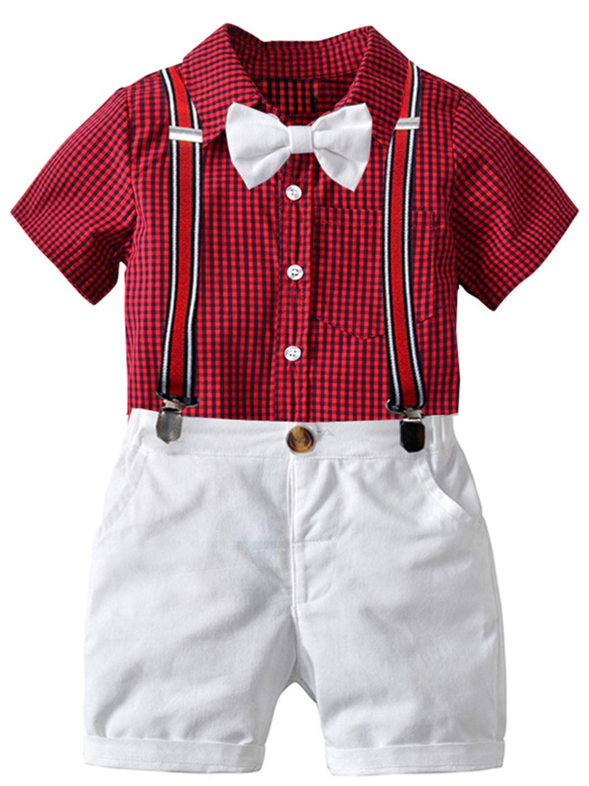 Happy Cherry Conjuntos de Bautizo Bebé Niño Verano Traje de Fiesta Manga Corta para Ceremonia Regalo de Cumpleaños Primera Comunión Bautismo Gentihombre Ropa de Algodón Formal - 3-4 Años