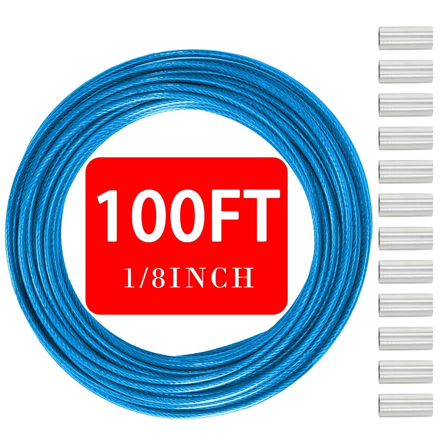 Cavo in acciaio inossidabile e fune metallica da 3,3 mm, kit di cavi in acciaio rivestiti in PVC, 30 m, per binari per terrazze, vele parasole, cavi luminosi, stendibiancheria e kit di cavi in acciaio