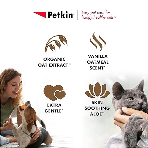 Miniatura 5 de Petkin Toallitas para mascotas para perros y gatos, 200 toallitas (grande)  Toallitas de avena para mascotas para perros y gatos  Alivia la picazón