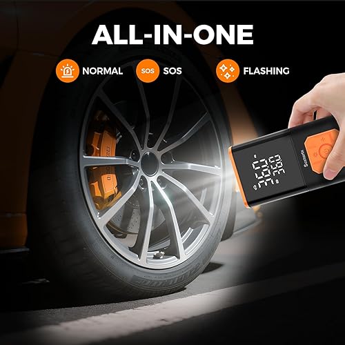 Miniatura 4 de Inflador de neumáticos de automóvil, compresor de aire portátil, 150 PSI inalámbrico mini bomba de neumáticos de bicicleta recargable de 12 voltios,