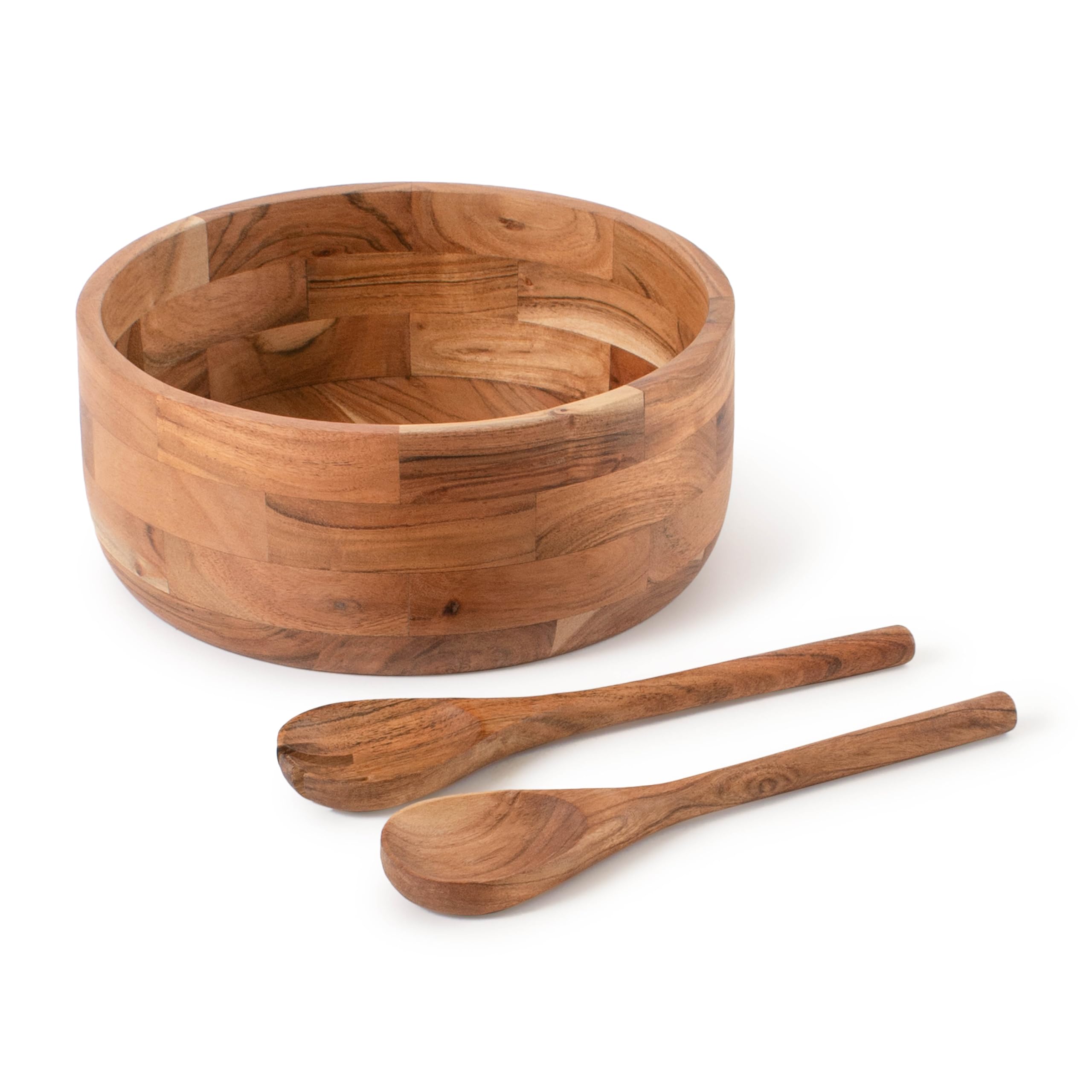 Luxe Designs Wooden Salad Bowl Set with Serving Utensils Eco-Friendly, Multipurpose Mixing & Serving Bowl for Salads, Pasta, Fruits & More (Natural, Extra Large)