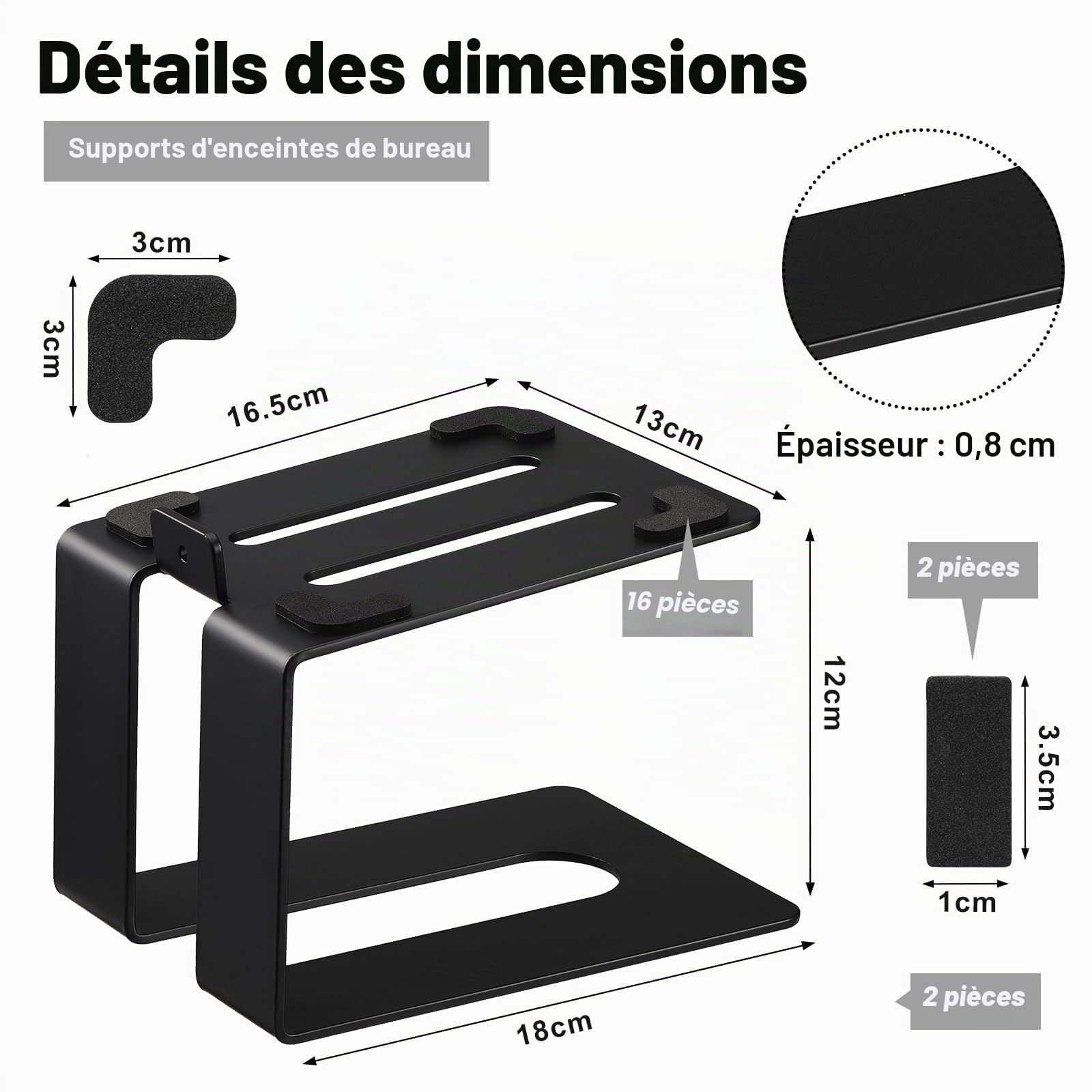 2 Supports de Haut-Parleurs de Bureau, Support de Moniteur de Studio Professionnel Anti-Vibration, Capacité de Charge 20kg par Supports d'Enceintes de Bureau Pieds Enceintes, Inclinée 5°（B）