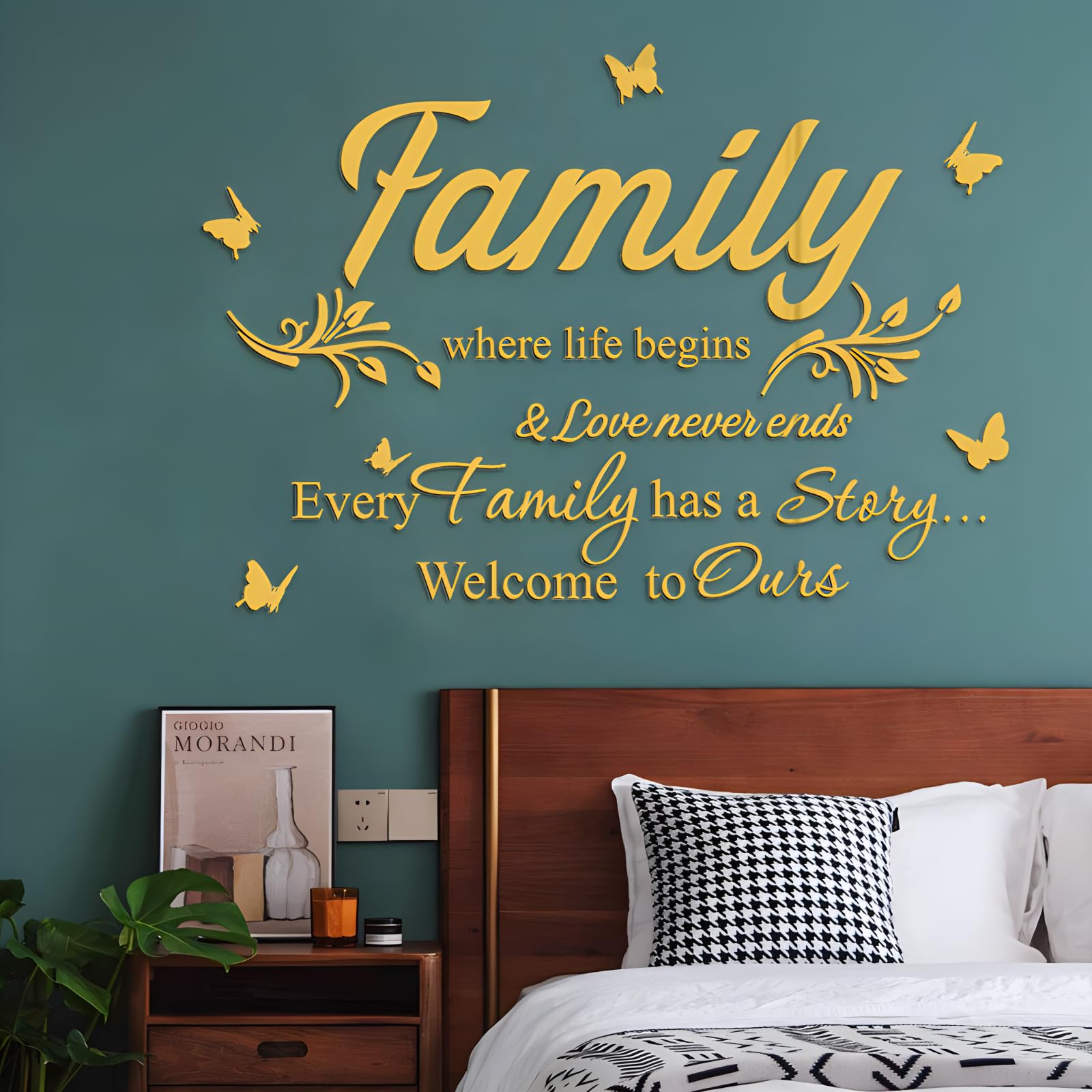 Fkereg Family Where Life Begins & Love Never Ends Every Family Has a Story Welcome to Ours Mirror Wall Decals Stickers - Image 4