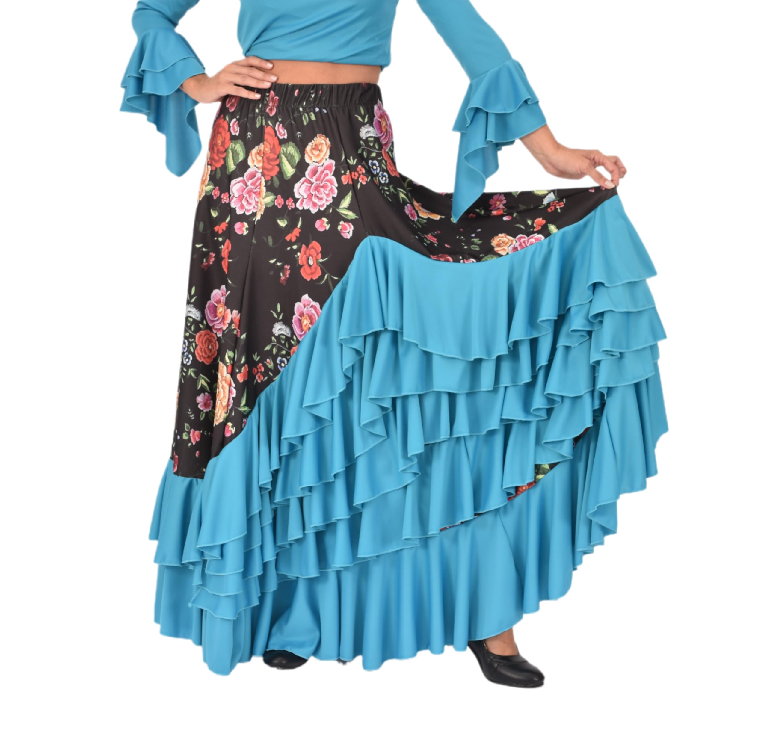Falda Flamenca Mujer con 5 Volantes – Mucho Vuelo y Caída Espectacular – Ligera, Cómoda y Ideal para Baile, Ensayo o Escenario — view 12