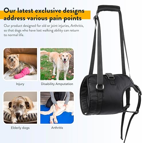 Miniatura 2 de Arnés de elevación para perros, soporte ajustable para perros grandes, patas traseras, ayuda de movilidad para perros mayores, chaleco asistente de