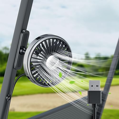 Ventilador portátil para carrito de golf, ventilador alimentado por USB para EZGO/Yamaha/Club Car, juego de 3 velocidades, giratorio de 360 grados,