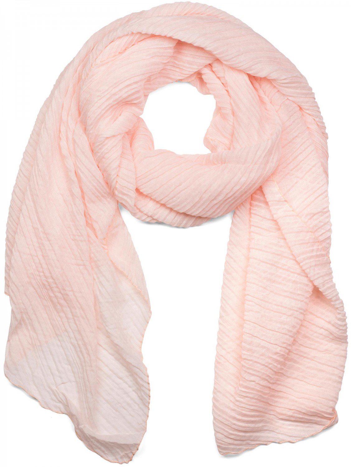 styleBREAKER Women's Scarf Solid Color with Fine Crinkled Surface, Lightweight Fabric, Pleated, Pleats 01016107, Colour:Apricot